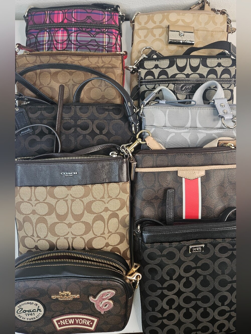 Lot of 10 Authentic Coach Crossbody Bags Signature C Swingpack Leather Canvas